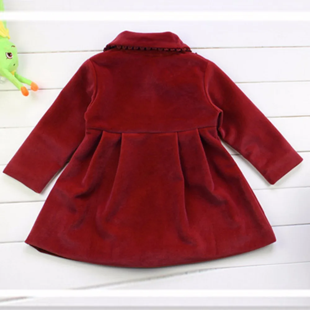 2018 Kids Girls Winter Autumn Spring Jackets Solid Color Bowknot Ornament Baby Blue Red Purple Coat 2-7Y Clothing | Детская одежда и
