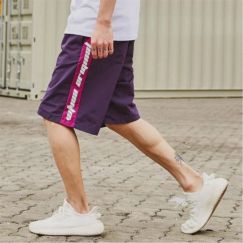 Harajuku модные мужские шорты свободные брюки с пятью точками летние буквенным
