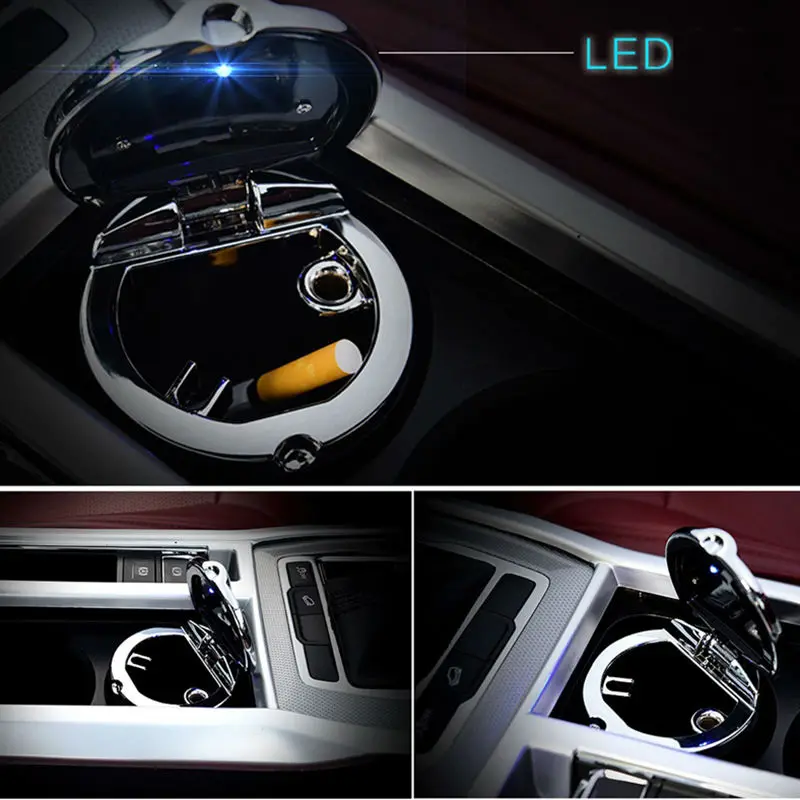Portable Stainless Auto Car Cigarette Ashtray Ash with Blue LED Light Smokeless for Volkswagen Apollo | Автомобили и мотоциклы