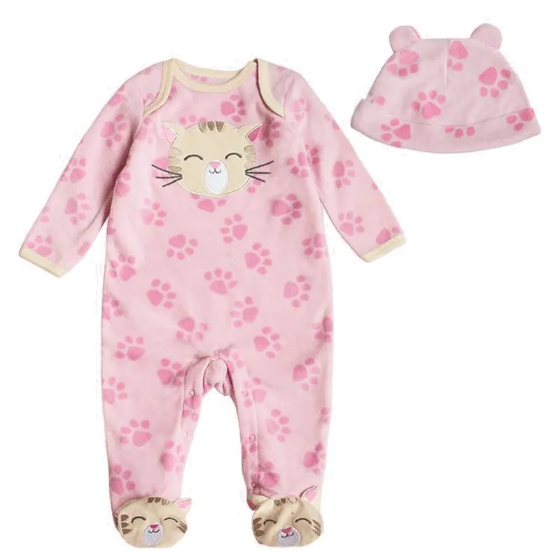 Kiddiezoom/Зимний комбинезон из кораллового флиса одежда для малышей велюровый с