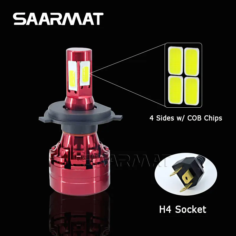 1x H4 HB2 9003 Hi/Lo 6000K белый H7 80 Вт лм мотоциклетный велосипед COB чипы светодиодная фара