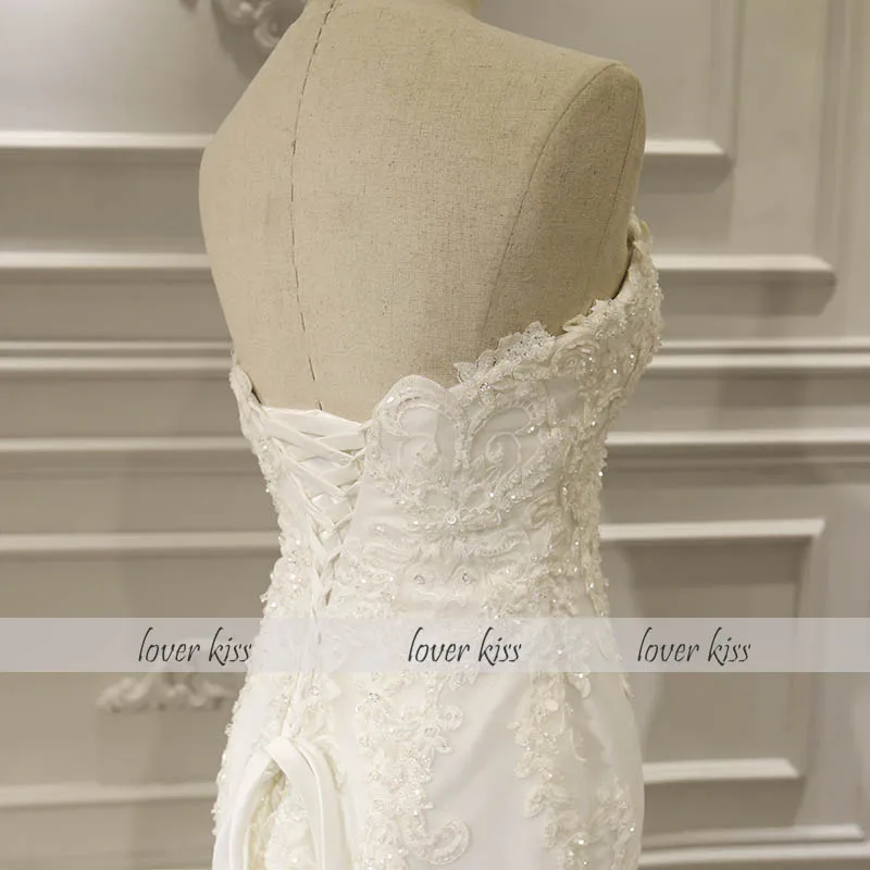 Lover Kiss Vestido De Noiva Русалка без бретелек Свадебное платье из бисера подвенечные Свадебные платья со шнуровкой Csutomize robe de mariage sirene