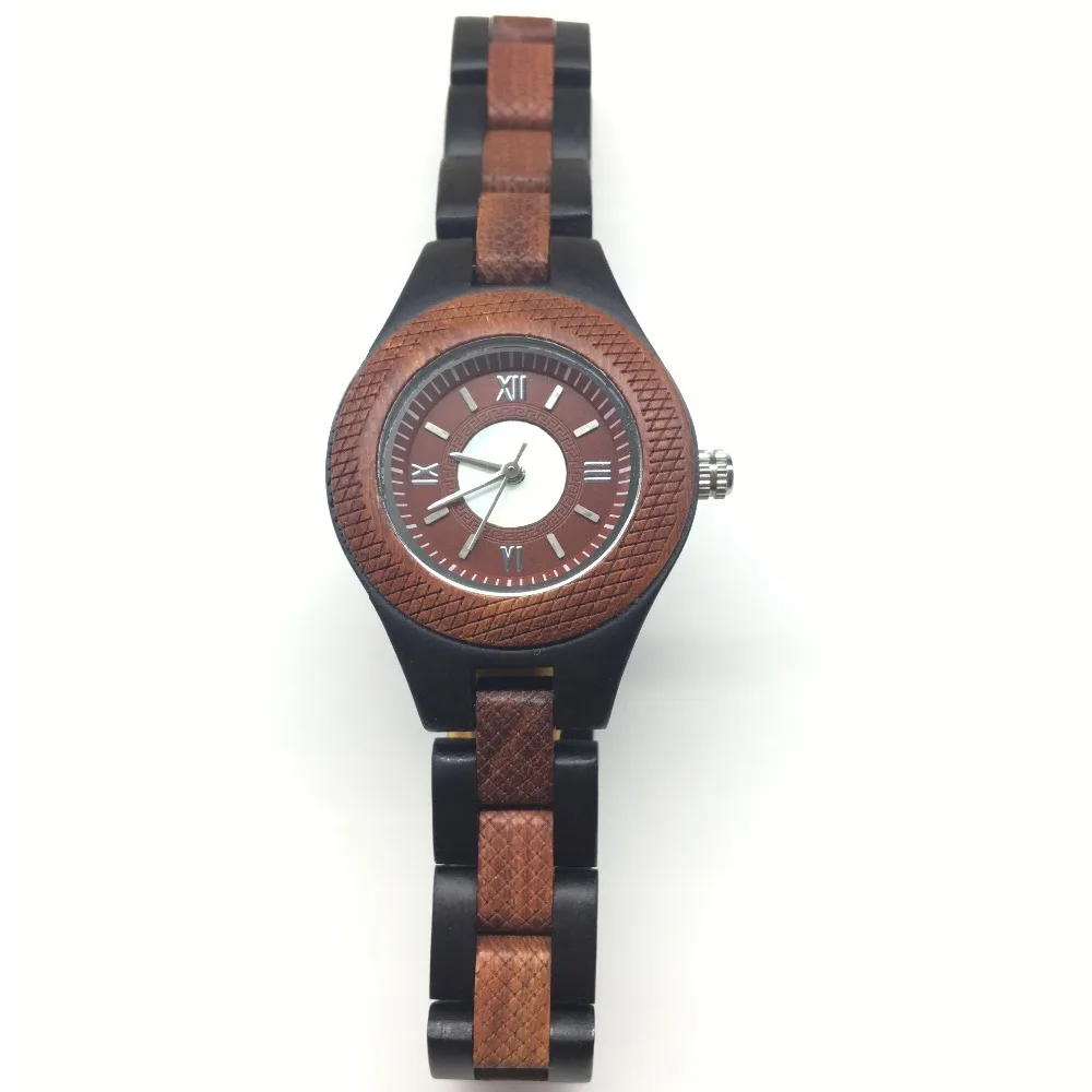 Деревянные часы для женщин с роскошным ремешком из дерева кварцевые и