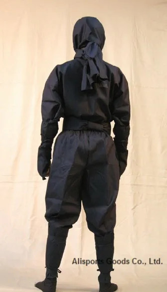 Черная Униформа ниндзя костюм топ штаны маска косынка передняя часть туфли