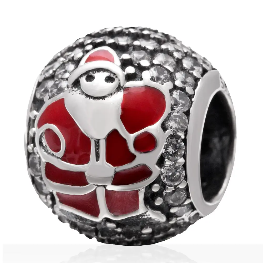 Santa Claus Bead Choruslove Рождество Санта Клаус подвеска-колокольчик дерево олень звезда шарик серебряные бусины 925 пробы Fit Pandora амулеты Подарочный браслет - Цвет: Santa Claus Bead