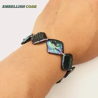 2018 new kind baroque pearl bracelet bangles black few green color flat block shape real freshwater pearls special for women
