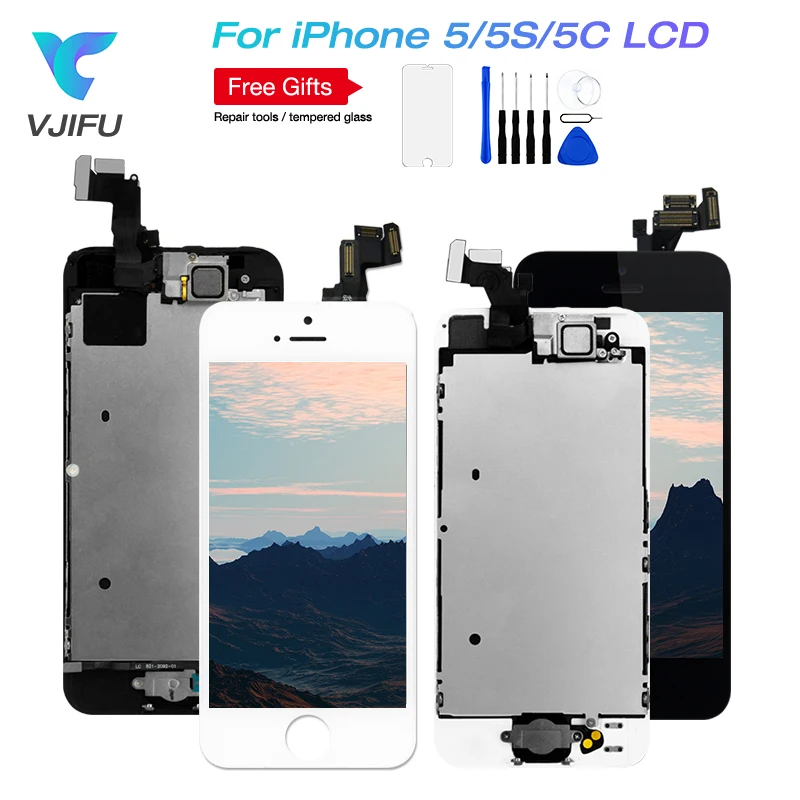 Сенсорный экран 10 шт./лот для iPhone 5 5s 5c ЖК дисплей кнопка возврата + фронтальная