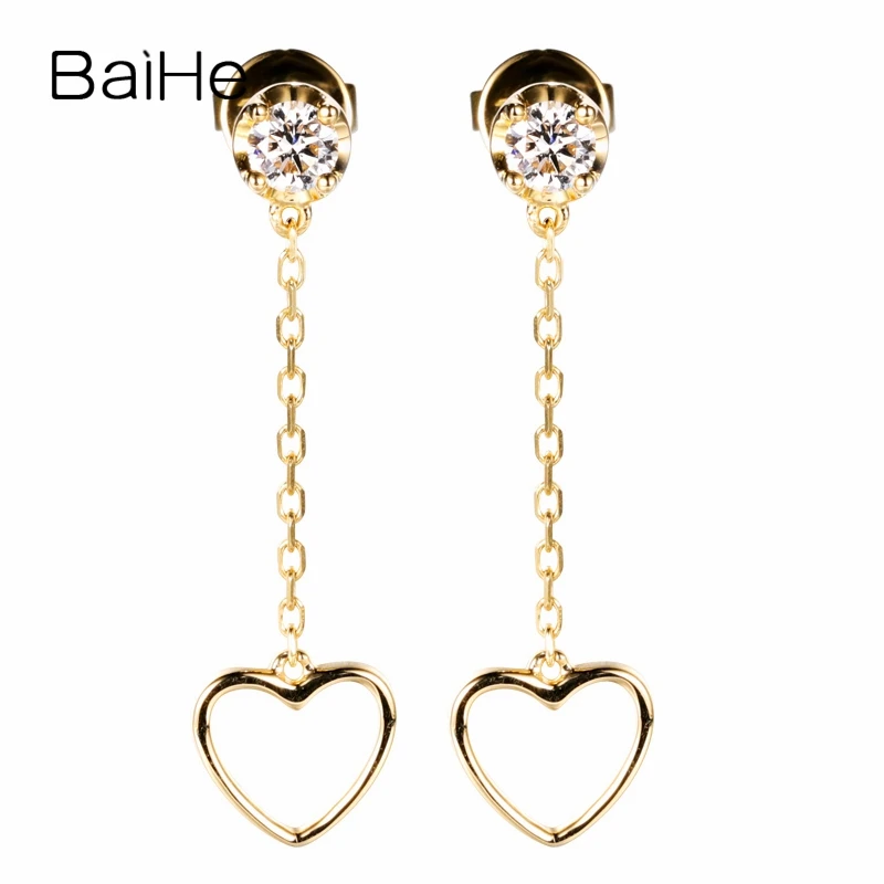 

Серьги BAIHE из настоящего 18-каратного желтого золота H/SI с натуральными бриллиантами, свадебные модные ювелирные украшения, подарок серьги-гв...