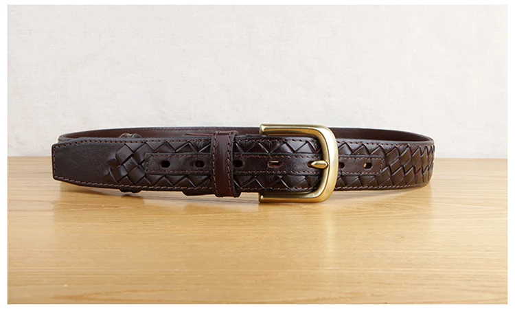 High Quality Top Layer Cow Leather Belt Handmade Men's Belt Cowskin Business Style Woven Pattern Casual Belts for Male