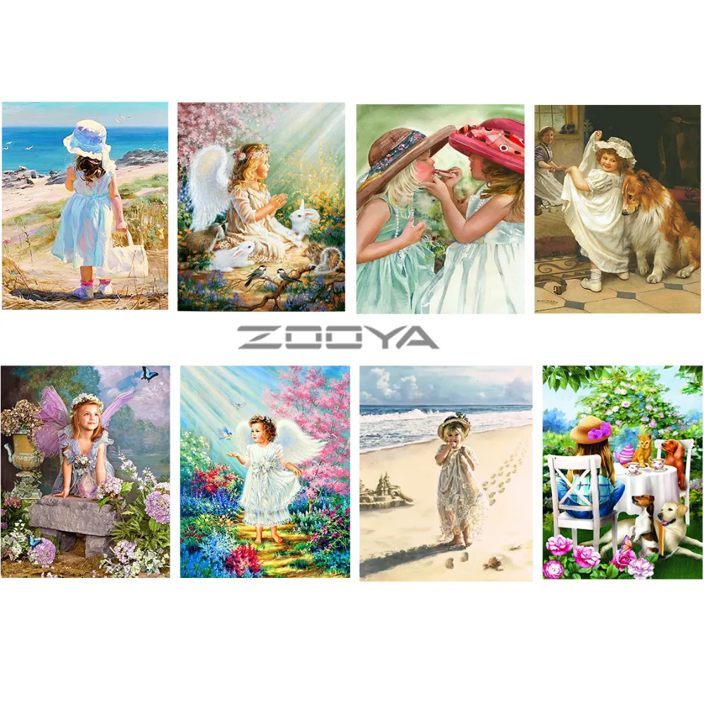 ZOOYA Алмазная вышивка пейзаж 3D DIY Алмазная картина девушка Ангел полный укроп круглая Алмазная мозаика картина персонаж RF1220