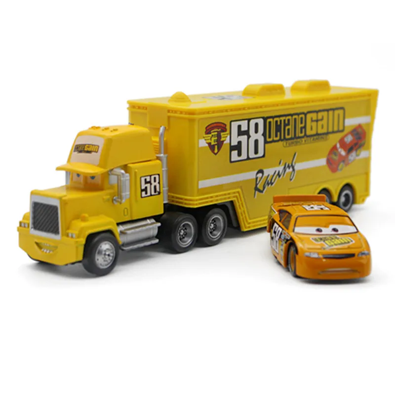 Автомобили disney Pixar 21 стиль Mack Truck+ маленький автомобиль McQueen 1:55 литой под давлением металлический сплав и пластик Модель автомобиля игрушки подарки для детей - Цвет: No 58 (2pcs lot)