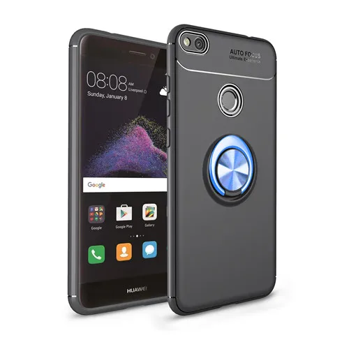 Black-blue LEEHUR 6 цветов чехол для телефона для Huawei P8 Lite с держателем для телефона ТПУ силиконовый бампер модная задняя крышка - Цвет: Black-blue