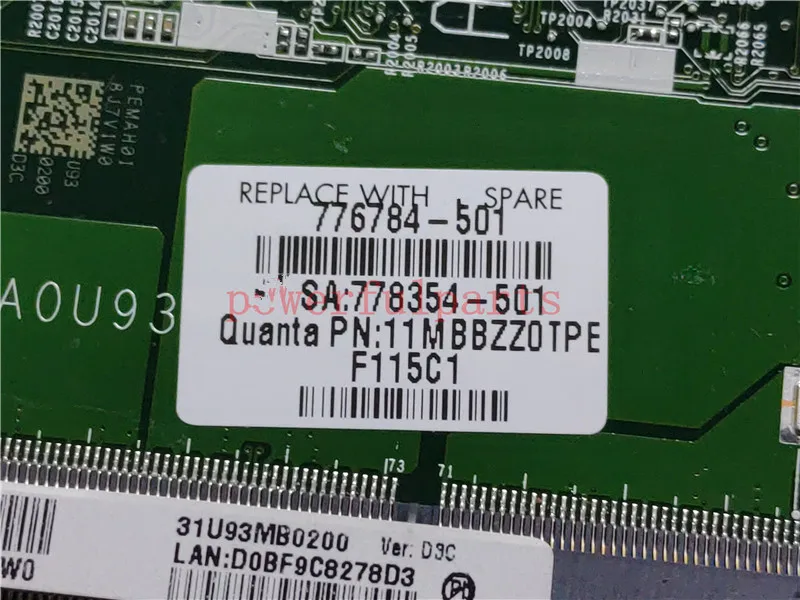 Материнская плата для ноутбука DA0U93MB6D0 776784-501 776784-001 HP 15-F материнская с E1-2100 ЦП