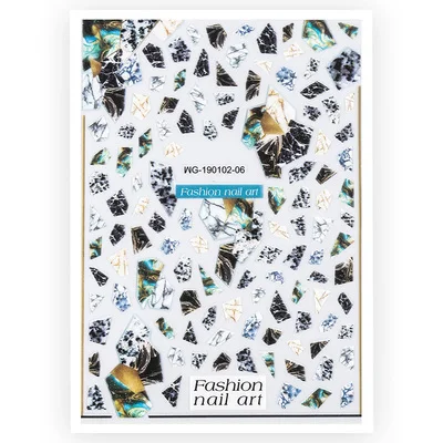 WG190102-06 1 лист белый мраморный камень стикеры 3D на ногти Nail Art черный мраморный камень наклейки в форме трещин 3D аксессуары для ногтей DIY украшения ногтей - Цвет: WG190102-06