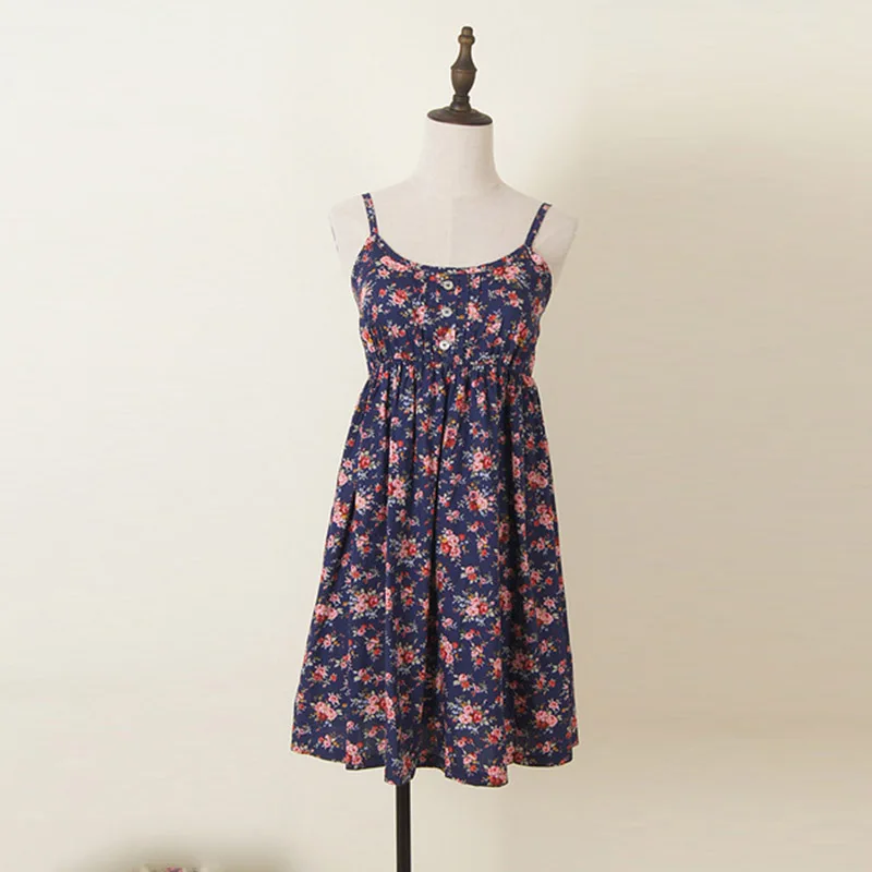 MYDC Mori Girl Summer Dress 2018 100% Cotton Vestidos Women Sweet Spaghetti Strap Casual mini Beach Floral 21-40 | Женская одежда