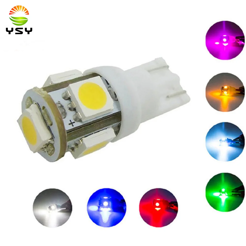 YSY 20X T10 светодиодный W5W 5050 5SMD 192 168 194 белый светильник s автомобиль клиновая лампа