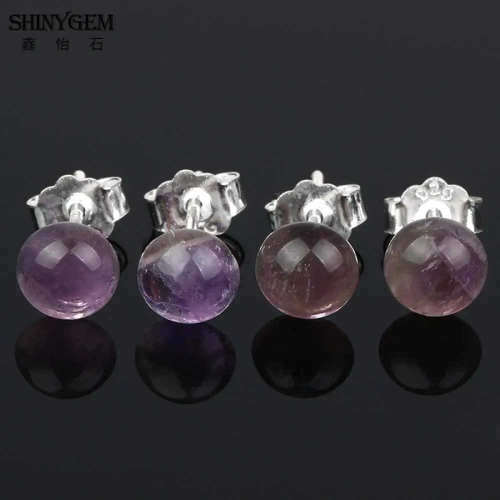 Женские круглые серьги-гвоздики ShinyGem 6 мм маленькие размеры милые класса ААА