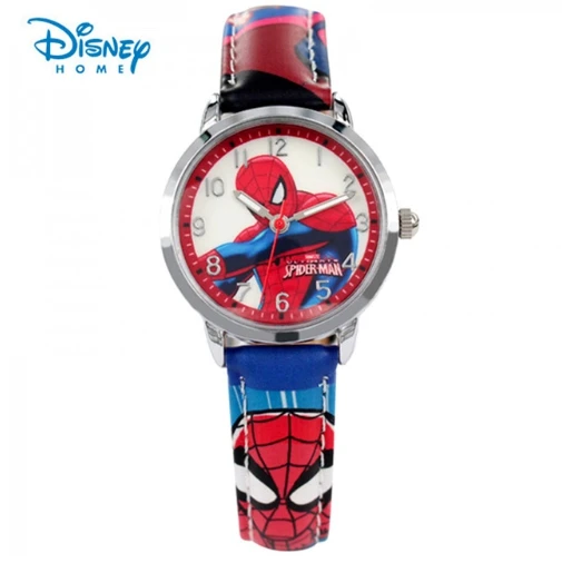 100% Оригинальные классные детские часы Disney Человек паук Мультяшные кварцевые