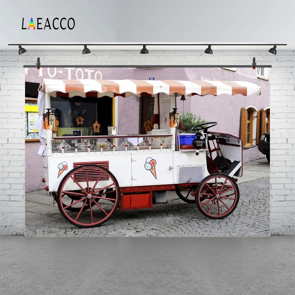 Laeacco улица тележка мороженое фон для фотосъемки индивидуальные фотографические