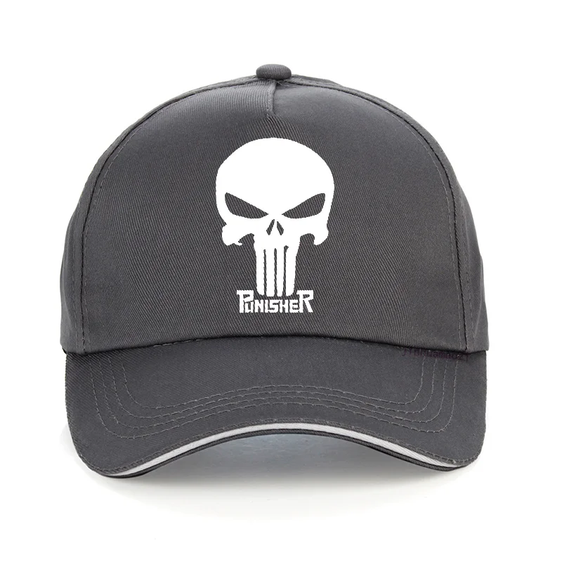 Серый Герой США Каратель Череп Логотип Бейсбольная кепка спортивная Snapback шапки регулируемая структура папа шляпа Повседневная мужская кепка s casquette bone - Цвет: Серый