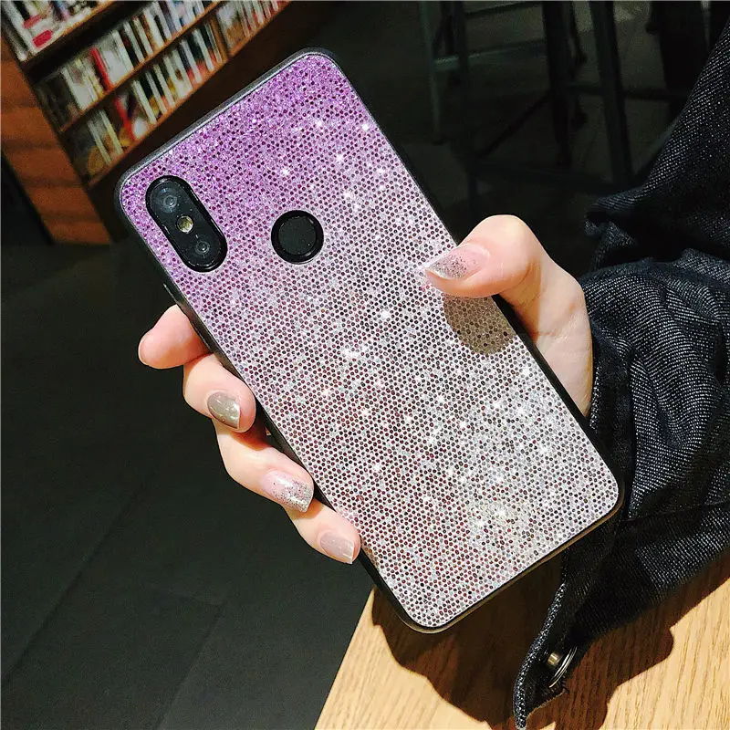 Для Xiaomi Mi A1 A2 5X 6X Градиентный блеск блестки Чехлы Redmi 6 Note Pro Силиконовый чехол для телефона Для Xiaomi 8 SE Lite 3 Mi6 включен.