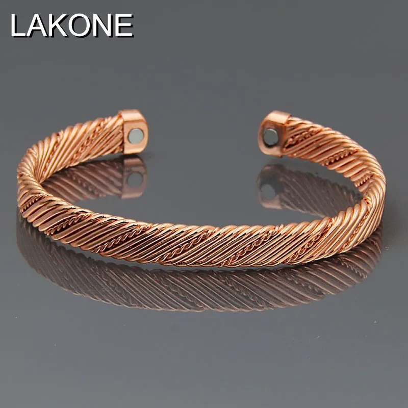 LAKONE 11 видов стилей браслет из чистой меди цвета розового золота магниты баланс