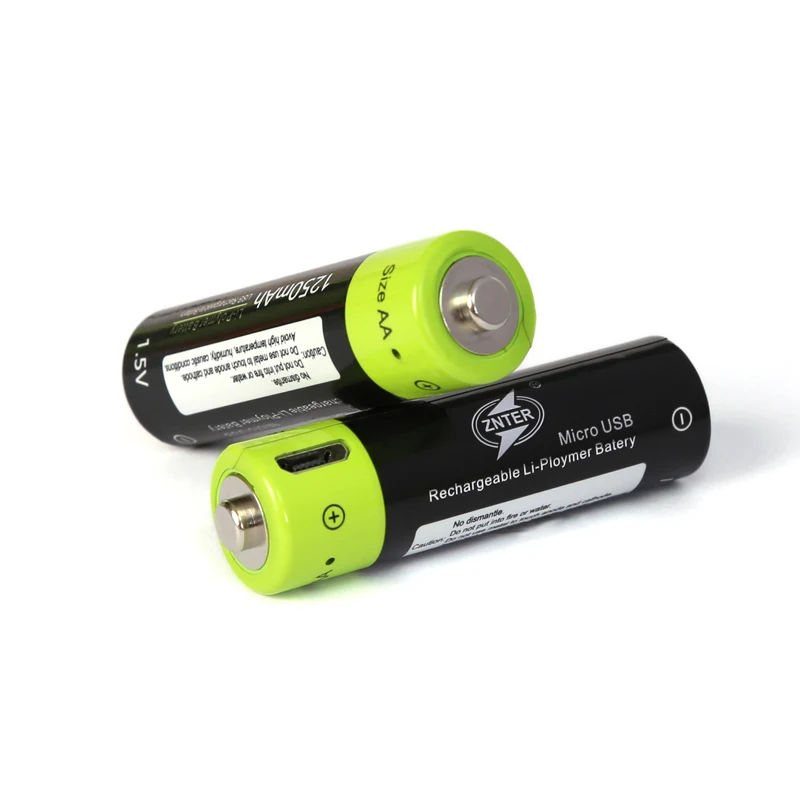 Original ZNTER 1250mAh AA Type Lithium Battery For Toys Portable 1.5V 1250MAH type Rechargeable Support USB Charging | Электроника