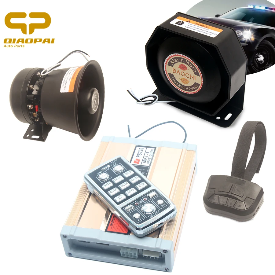 Vehicle Wireless Alarm Horn MP3 Bluetooth Speaker 200W 18 Tone Warning Sound Police Siren Megaphone 12V for Car Truck Train Horn