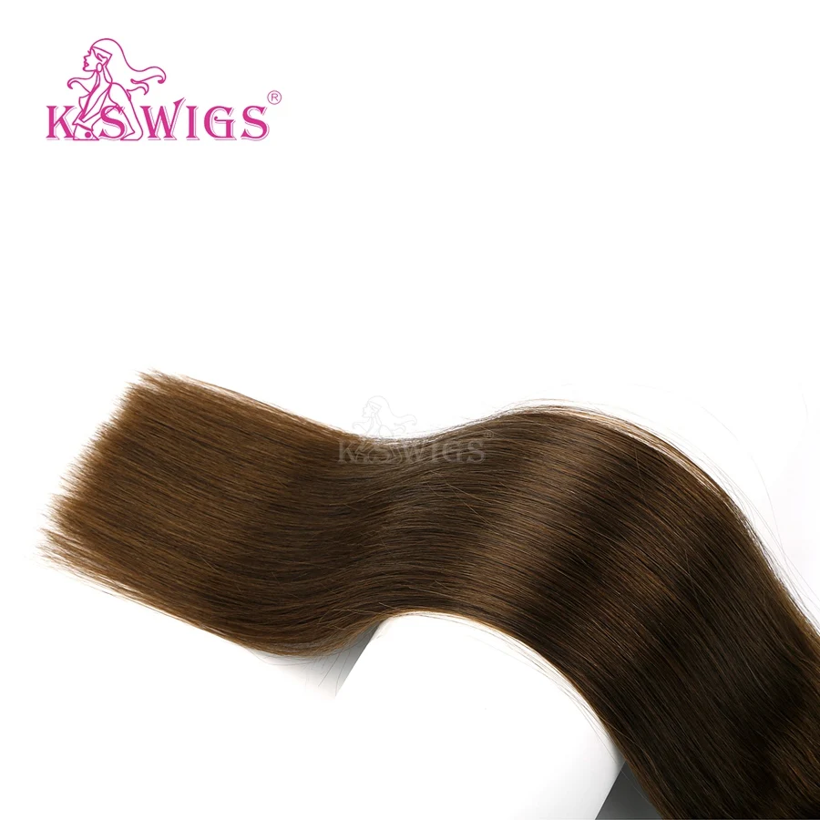 K.S парики 20 ''прямые волосы remy уток человеческих волос двойные нарисованные натуральные кудрявые пучки волос 100 г/шт
