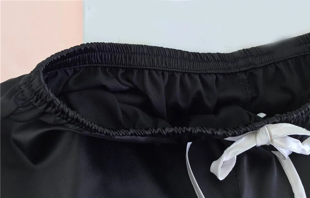 Женские штаны для сна модные повседневные однотонные атласные шорты на шнуровке