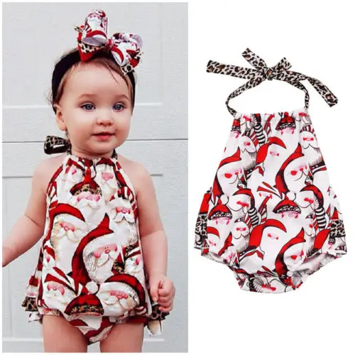 Детский комбинезон в стиле ретро с рисунком головы Санты для новорожденных