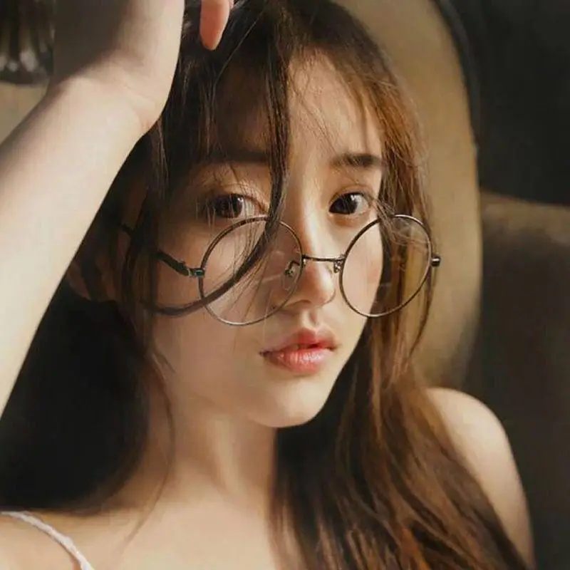 Vintage Retro Glasses Circle Frame Metal Eyeglasses Fashion Women Eyewear Original Clear Lens Glasses Oversized Round Eye Unisex