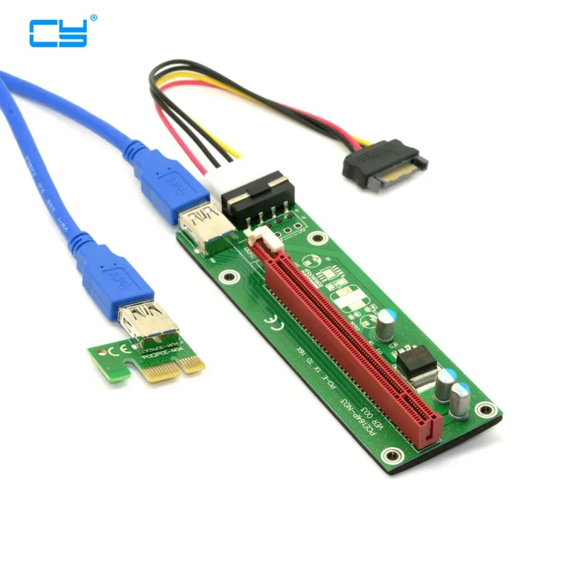Удлинитель PCI E 1x до 16x для майнинговой машины увеличивающий переходник с кабелем