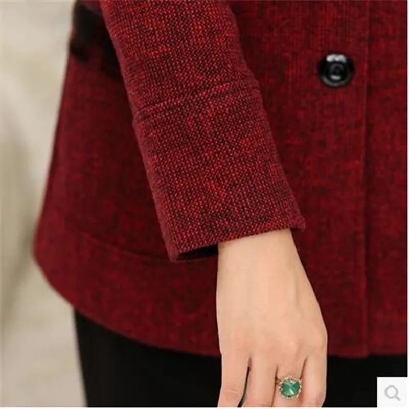 Модное женское пальто большого размера шерстяное из ткани осеннее новинка