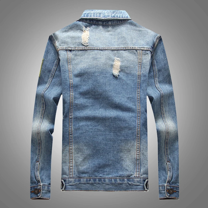 2018 Fashion Autumn Long Sleeve Jacket Men Denim Casual Slim Jean Coat Outdoors Masculino Outwear Patchwork M-4XL | Мужская одежда