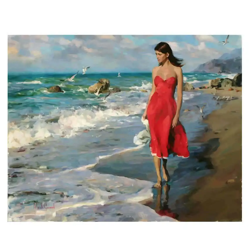 beach painting 1 Картины по номерам, настенные картины, украшения гостиной, лесная Сова Раскраска по номерам - Цвет: beach painting 1