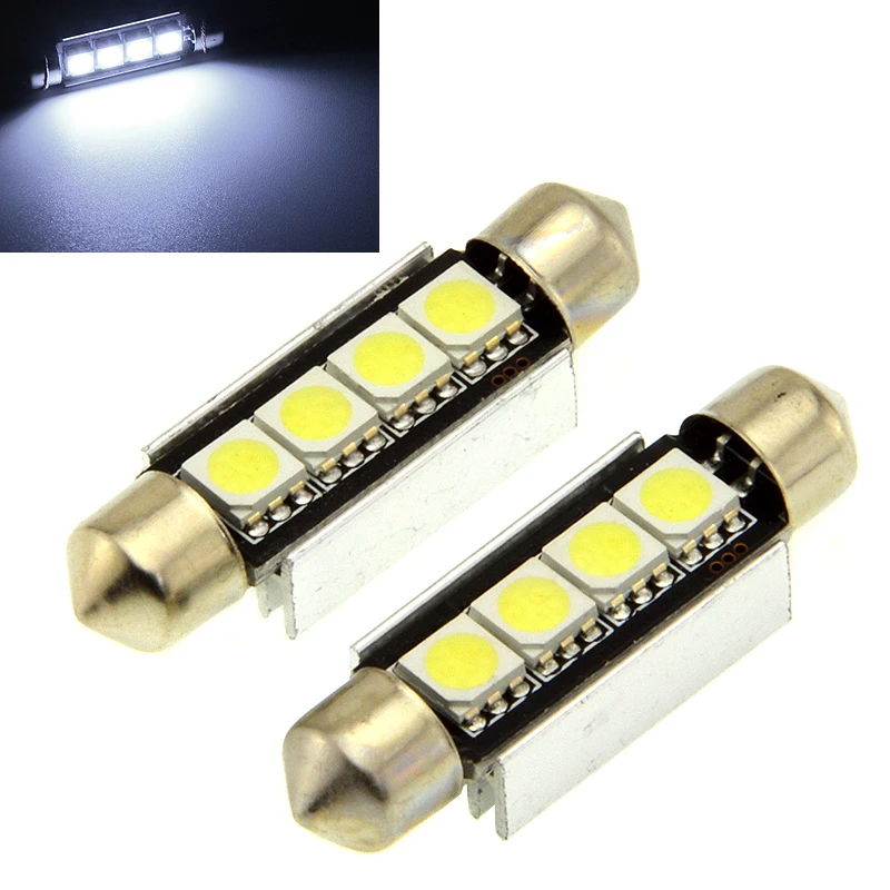 10X CAN-шина плафон 42 мм Festoon 4 SMD 5050 светодиодный canbus лампа для чтения автомобиля