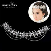 new 2019 handmade bling rhinestone tassels flower headband hair wear crowns tiaras for wedding bridal accessories