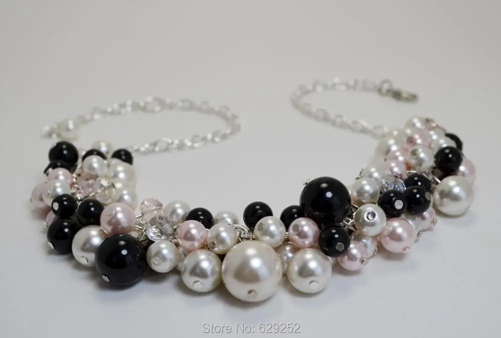Цвет слоновой кости розовый и черный жемчуг массивное кластер розовые жемчужные