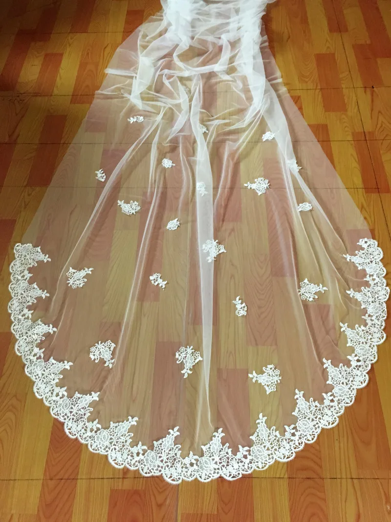 3 Meter Ivory/White Bridal Veils Lace Edge Tulle Wedding Veil 2020 Long Veu de Noiva Accessories in Stock | Свадьбы и торжества