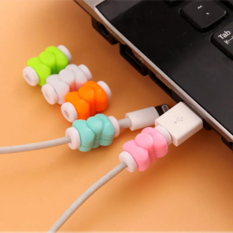 10-100 шт красочные милые USB провод для наушников сматывания шнура Защитная крышка