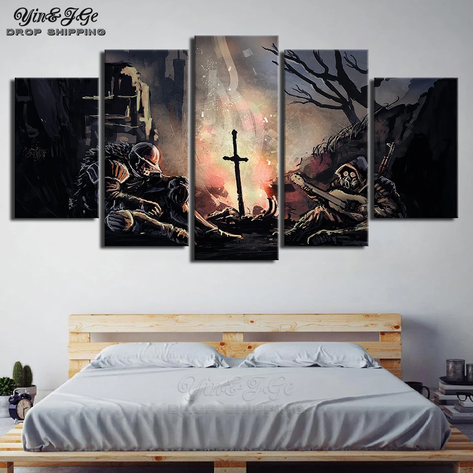 Wall Art рамка 5 шт. Dark Souls 3 игры постер изображения HD печатные картины на холсте