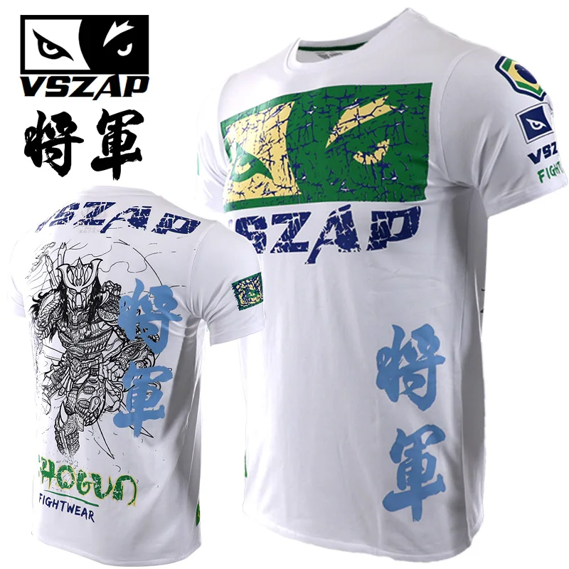 

VSZAP Warrior Boxing Shirts MMA T Shirt Gym Running Fighting Fighting Martial Arts Fitness Training Muay Thai T Shirt Men Homme