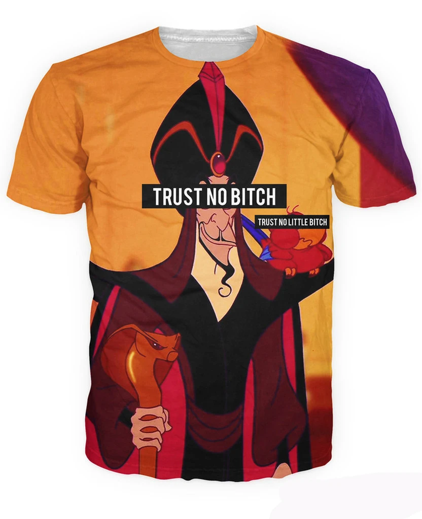 

New Arrive Trust No Bitch Jafar T-Shirt Villain Aladdin 3d Print T Shirt Fashion Clothing Summer Style Tops Tee Women Men