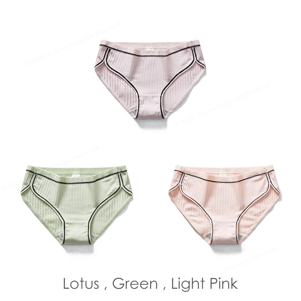 Lotus Green LPink 50S Combed Cotton Women's Pants Vintage Briefs Panties Solid Large Size Underwear Lingerie For Feamle Underpants Ladies 3pcsROSI - Цвет: Lotus Green LPink