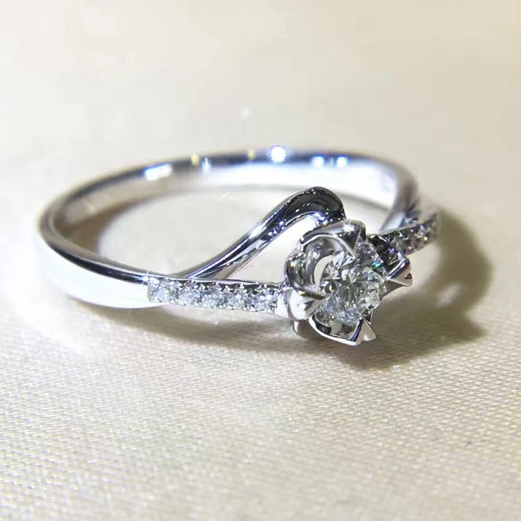 LASAMERO 0.117CT сертифицированное кольцо в форме розы акценты 18 k золото Настоящее