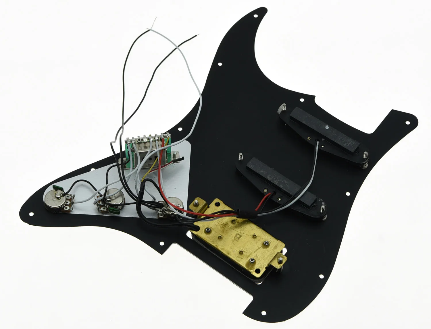 KAISH черный 3 слойный Prewired загружен Страт накладка HSS для электрогитары Для Squier импорт Stratocaster