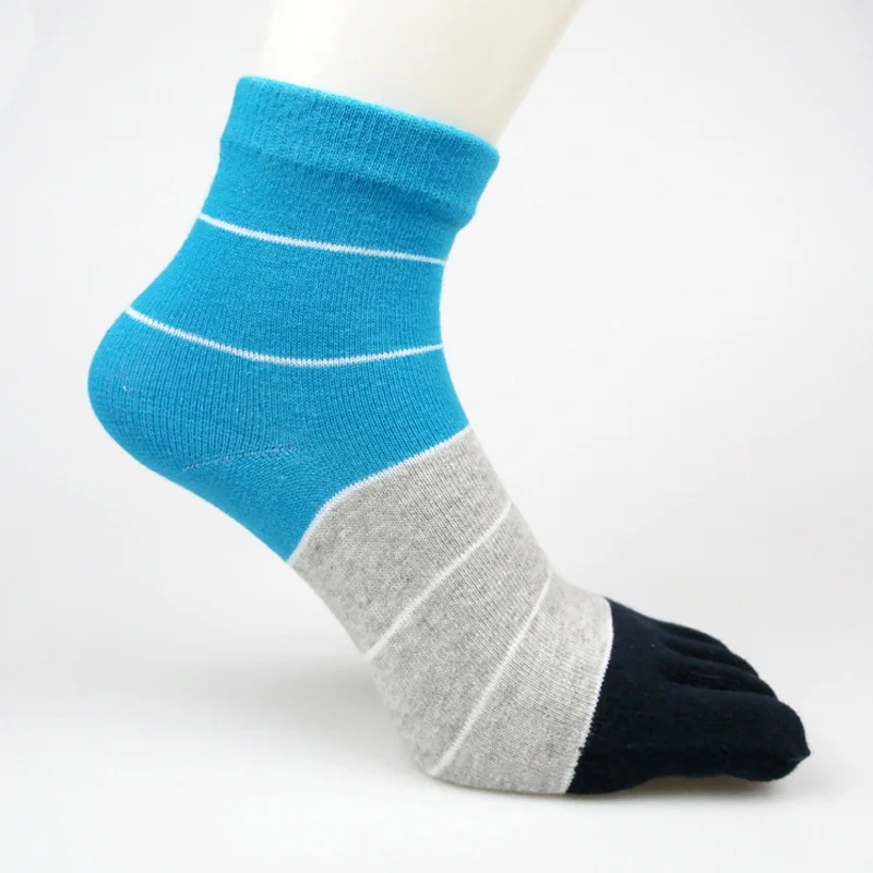 

VERIDICAL Autumn Winter Five Finger Socks For Man Striped Soft Elastic Anti-Bacterial Breathable Warm Socks With Toes EU 38-44