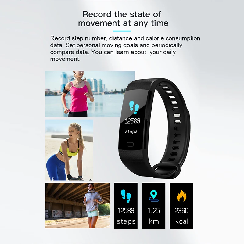 FocuSmart Y5 умный Браслет фитнес трекер кровяное давление HeartRate монитор