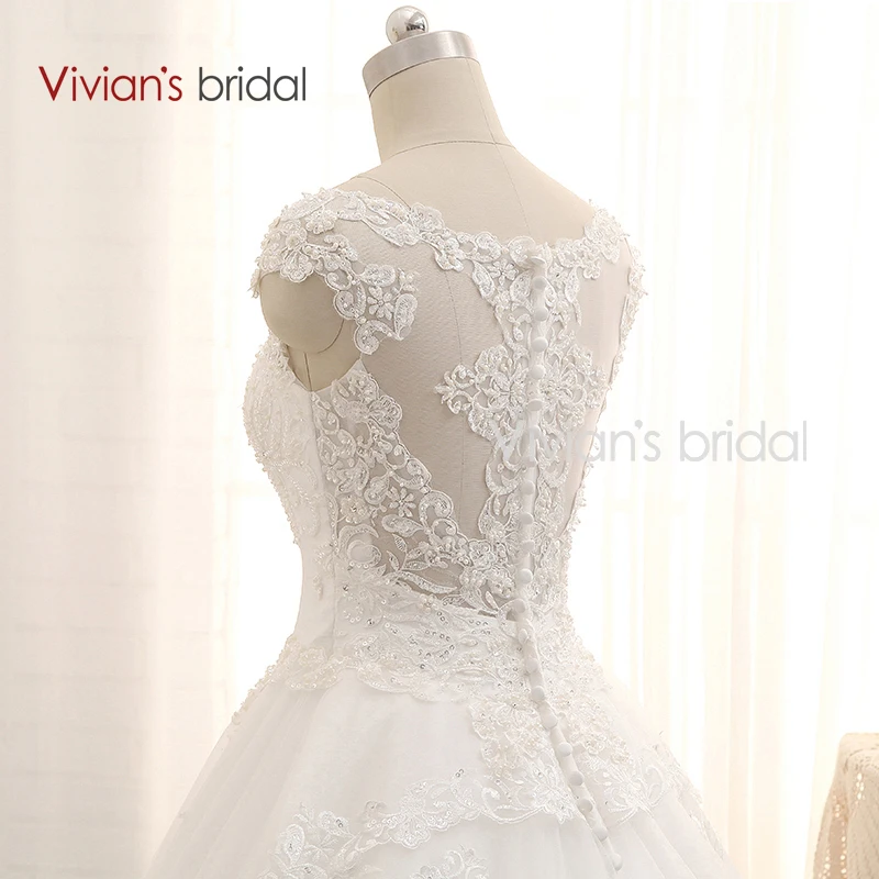 Свадебное платье Vivian's Bridal с v образным вырезом без рукавов ТРАПЕЦИЕВИДНОЕ